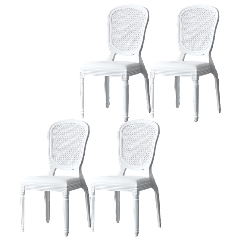 Contemporary Plastic Indoor-Outdoor Dining Chair Open Back Side Chair Gloss White Set of 4 Clearhalo ' kitchen&dining_furn' 'Dining Chairs' 'Dining Tables & Seating' 'dining_chair' 'Furniture' 'furniture_dining_chair' 'Kitchen & Dining Furniture' 'kitchen' 4438682