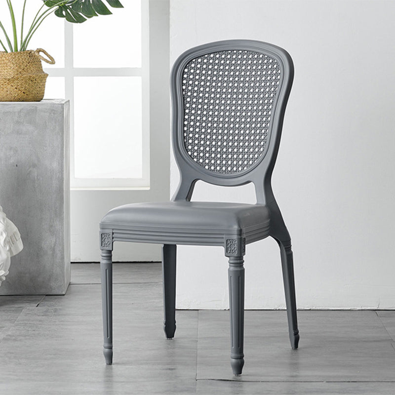 Contemporary Plastic Indoor-Outdoor Dining Chair Open Back Side Chair Dark Gray 1 Piece Clearhalo ' kitchen&dining_furn' 'Dining Chairs' 'Dining Tables & Seating' 'dining_chair' 'Furniture' 'furniture_dining_chair' 'Kitchen & Dining Furniture' 'kitchen' 4438684