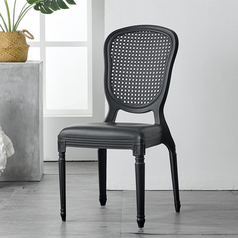 Contemporary Plastic Indoor-Outdoor Dining Chair Open Back Side Chair Gloss Black 1 Piece Clearhalo ' kitchen&dining_furn' 'Dining Chairs' 'Dining Tables & Seating' 'dining_chair' 'Furniture' 'furniture_dining_chair' 'Kitchen & Dining Furniture' 'kitchen' 4438687