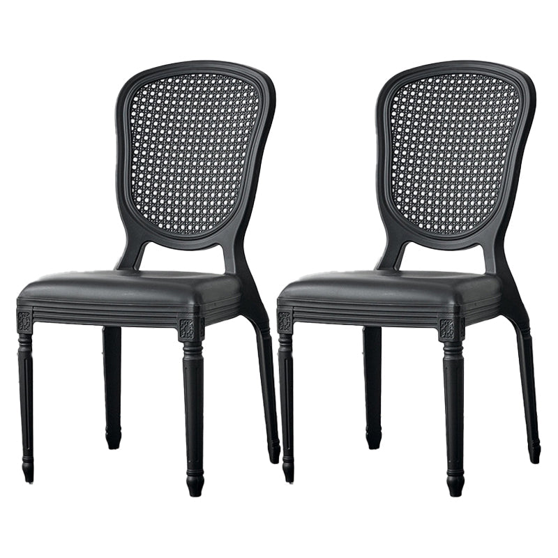 Contemporary Plastic Indoor-Outdoor Dining Chair Open Back Side Chair Gloss Black Set of 2 Clearhalo ' kitchen&dining_furn' 'Dining Chairs' 'Dining Tables & Seating' 'dining_chair' 'Furniture' 'furniture_dining_chair' 'Kitchen & Dining Furniture' 'kitchen' 4438688