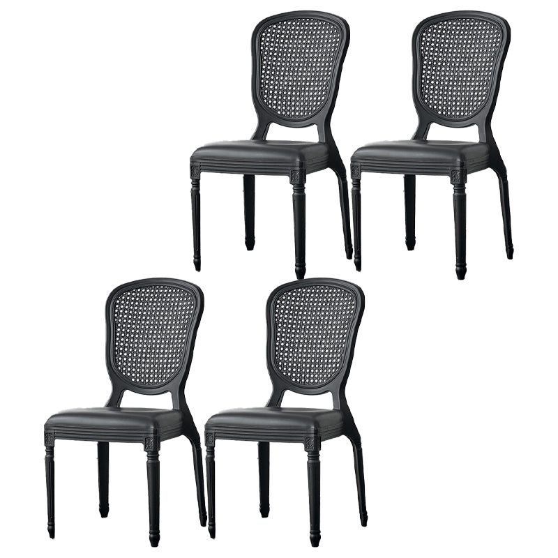 Contemporary Plastic Indoor-Outdoor Dining Chair Open Back Side Chair Gloss Black Set of 4 Clearhalo ' kitchen&dining_furn' 'Dining Chairs' 'Dining Tables & Seating' 'dining_chair' 'Furniture' 'furniture_dining_chair' 'Kitchen & Dining Furniture' 'kitchen' 4438689