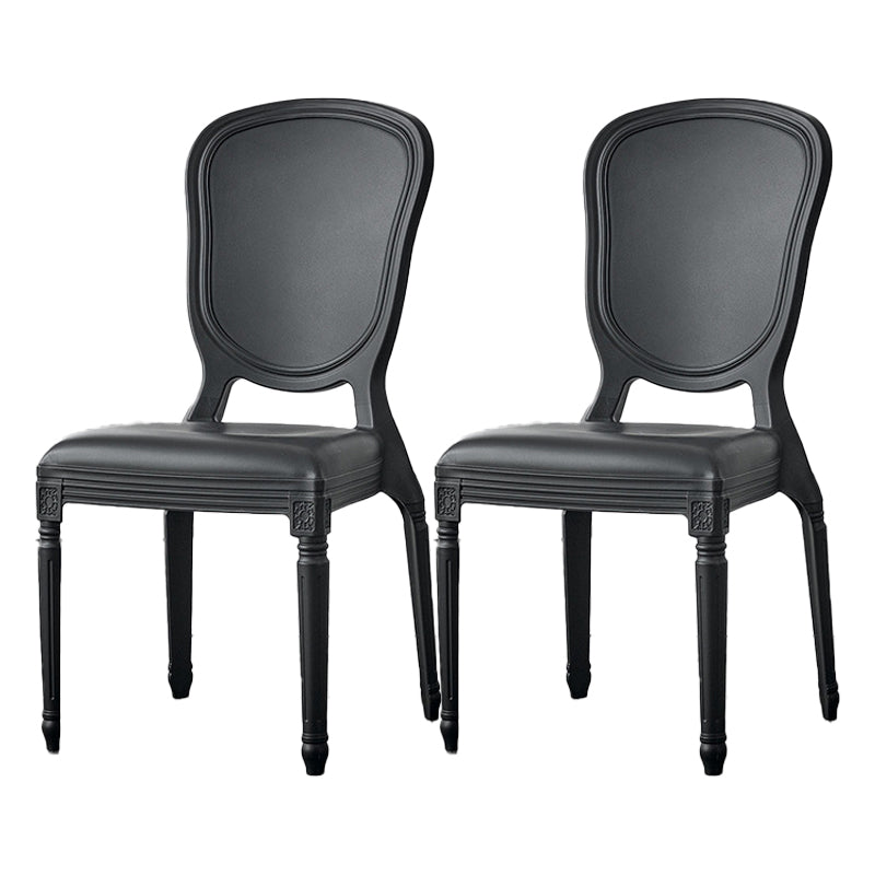 Contemporary Plastic Indoor-Outdoor Dining Chair Open Back Side Chair Black Set of 2 Clearhalo ' kitchen&dining_furn' 'Dining Chairs' 'Dining Tables & Seating' 'dining_chair' 'Furniture' 'furniture_dining_chair' 'Kitchen & Dining Furniture' 'kitchen' 4438691
