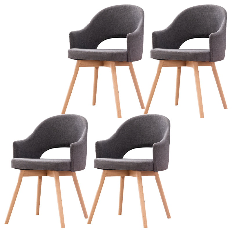 Scandinavian Wood Indoor-Outdoor Armchair Open Back Dining Side Chair Dark Gray Set of 4 Clearhalo ' kitchen&dining_furn' 'Dining Chairs' 'Dining Tables & Seating' 'dining_chair' 'Furniture' 'furniture_dining_chair' 'Kitchen & Dining Furniture' 'kitchen' 4438702