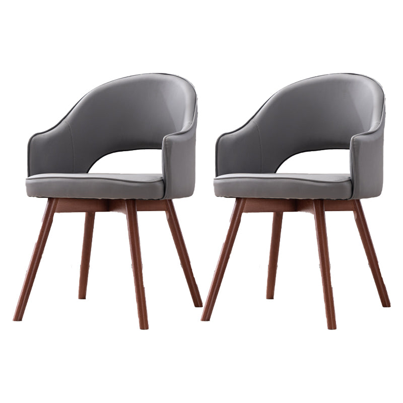 Scandinavian Wood Indoor-Outdoor Armchair Open Back Dining Side Chair Gray Coffee Set of 2 Clearhalo ' kitchen&dining_furn' 'Dining Chairs' 'Dining Tables & Seating' 'dining_chair' 'Furniture' 'furniture_dining_chair' 'Kitchen & Dining Furniture' 'kitchen' 4438705