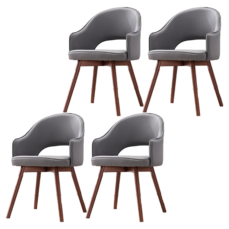 Scandinavian Wood Indoor-Outdoor Armchair Open Back Dining Side Chair Gray Coffee Set of 4 Clearhalo ' kitchen&dining_furn' 'Dining Chairs' 'Dining Tables & Seating' 'dining_chair' 'Furniture' 'furniture_dining_chair' 'Kitchen & Dining Furniture' 'kitchen' 4438708