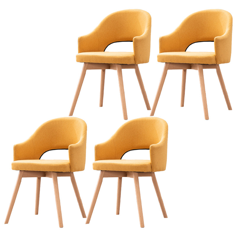 Scandinavian Wood Indoor-Outdoor Armchair Open Back Dining Side Chair Yellow Set of 4 Clearhalo ' kitchen&dining_furn' 'Dining Chairs' 'Dining Tables & Seating' 'dining_chair' 'Furniture' 'furniture_dining_chair' 'Kitchen & Dining Furniture' 'kitchen' 4438720