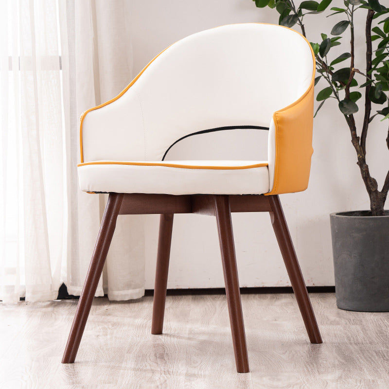 Scandinavian Wood Indoor-Outdoor Armchair Open Back Dining Side Chair Yellow White 1 Piece Clearhalo ' kitchen&dining_furn' 'Dining Chairs' 'Dining Tables & Seating' 'dining_chair' 'Furniture' 'furniture_dining_chair' 'Kitchen & Dining Furniture' 'kitchen' 4438721