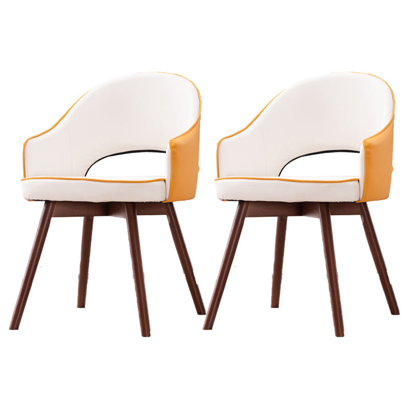 Scandinavian Wood Indoor-Outdoor Armchair Open Back Dining Side Chair Yellow White Set of 2 Clearhalo ' kitchen&dining_furn' 'Dining Chairs' 'Dining Tables & Seating' 'dining_chair' 'Furniture' 'furniture_dining_chair' 'Kitchen & Dining Furniture' 'kitchen' 4438722