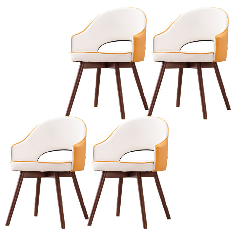 Scandinavian Wood Indoor-Outdoor Armchair Open Back Dining Side Chair Yellow White Set of 4 Clearhalo ' kitchen&dining_furn' 'Dining Chairs' 'Dining Tables & Seating' 'dining_chair' 'Furniture' 'furniture_dining_chair' 'Kitchen & Dining Furniture' 'kitchen' 4438723