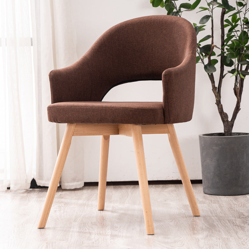 Scandinavian Wood Indoor-Outdoor Armchair Open Back Dining Side Chair Coffee 1 Piece Clearhalo ' kitchen&dining_furn' 'Dining Chairs' 'Dining Tables & Seating' 'dining_chair' 'Furniture' 'furniture_dining_chair' 'Kitchen & Dining Furniture' 'kitchen' 4438730