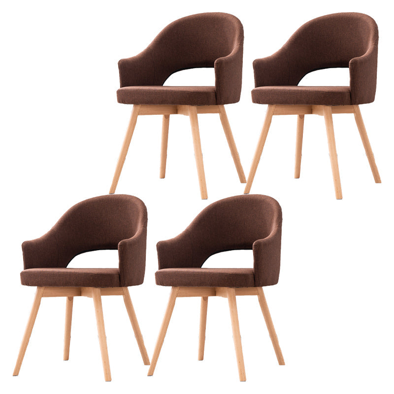 Scandinavian Wood Indoor-Outdoor Armchair Open Back Dining Side Chair Coffee Set of 4 Clearhalo ' kitchen&dining_furn' 'Dining Chairs' 'Dining Tables & Seating' 'dining_chair' 'Furniture' 'furniture_dining_chair' 'Kitchen & Dining Furniture' 'kitchen' 4438732