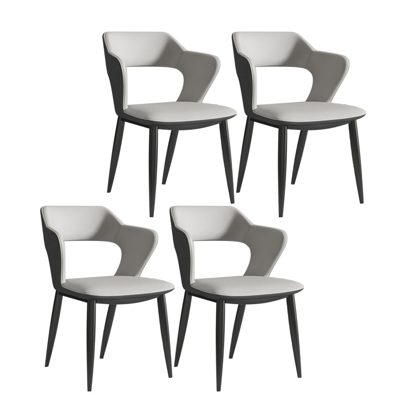 Contemporary Dining Arm Chair Matte Finish Leather Curved Open Back Chair Gris Claro Juego de 4 Piezas Clearhalo ' kitchen&dining_furn' 'Dining Chairs' 'Dining Tables & Seating' 'dining_chair' 'furn' 'furn_dining_chair' 'Furniture' 'furniture_dining_chair' 'Hogar' 'Kitchen & Dining Furniture' 'kitchen' 'Mesa de Comedor y Asientos' 'Mueble de Cocina y Comedor' 'Muebles' 'Silla de Cocina / Comedor' 4438745