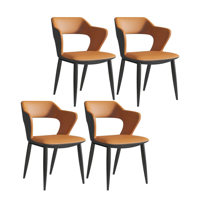 Contemporary Dining Arm Chair Matte Finish Leather Curved Open Back Chair Naranja Juego de 4 Piezas Clearhalo ' kitchen&dining_furn' 'Dining Chairs' 'Dining Tables & Seating' 'dining_chair' 'furn' 'furn_dining_chair' 'Furniture' 'furniture_dining_chair' 'Hogar' 'Kitchen & Dining Furniture' 'kitchen' 'Mesa de Comedor y Asientos' 'Mueble de Cocina y Comedor' 'Muebles' 'Silla de Cocina / Comedor' 4438750