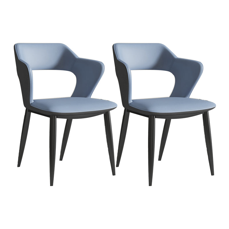 Contemporary Dining Arm Chair Matte Finish Leather Curved Open Back Chair Azul Juego de 2 Piezas Clearhalo ' kitchen&dining_furn' 'Dining Chairs' 'Dining Tables & Seating' 'dining_chair' 'furn' 'furn_dining_chair' 'Furniture' 'furniture_dining_chair' 'Hogar' 'Kitchen & Dining Furniture' 'kitchen' 'Mesa de Comedor y Asientos' 'Mueble de Cocina y Comedor' 'Muebles' 'Silla de Cocina / Comedor' 4438755