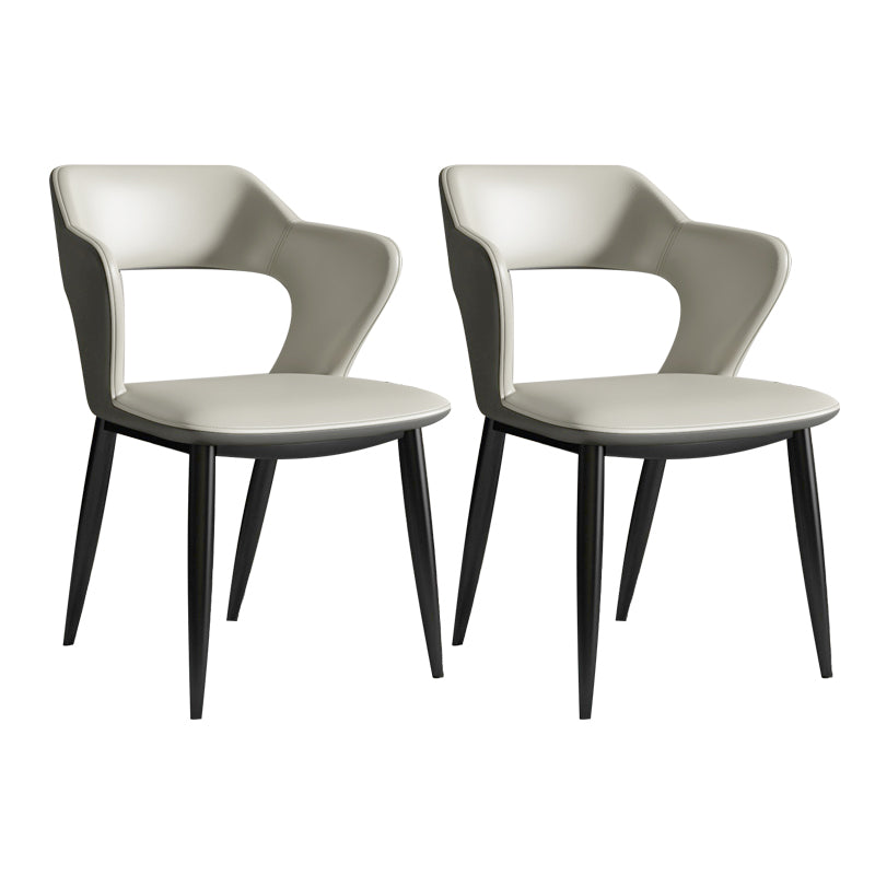 Contemporary Dining Arm Chair Matte Finish Leather Curved Open Back Chair Beige Juego de 2 Piezas Clearhalo ' kitchen&dining_furn' 'Dining Chairs' 'Dining Tables & Seating' 'dining_chair' 'furn' 'furn_dining_chair' 'Furniture' 'furniture_dining_chair' 'Hogar' 'Kitchen & Dining Furniture' 'kitchen' 'Mesa de Comedor y Asientos' 'Mueble de Cocina y Comedor' 'Muebles' 'Silla de Cocina / Comedor' 4438764