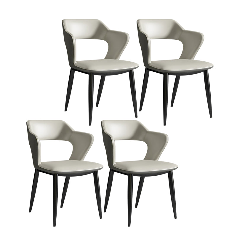 Contemporary Dining Arm Chair Matte Finish Leather Curved Open Back Chair Beige Juego de 4 Piezas Clearhalo ' kitchen&dining_furn' 'Dining Chairs' 'Dining Tables & Seating' 'dining_chair' 'furn' 'furn_dining_chair' 'Furniture' 'furniture_dining_chair' 'Hogar' 'Kitchen & Dining Furniture' 'kitchen' 'Mesa de Comedor y Asientos' 'Mueble de Cocina y Comedor' 'Muebles' 'Silla de Cocina / Comedor' 4438765