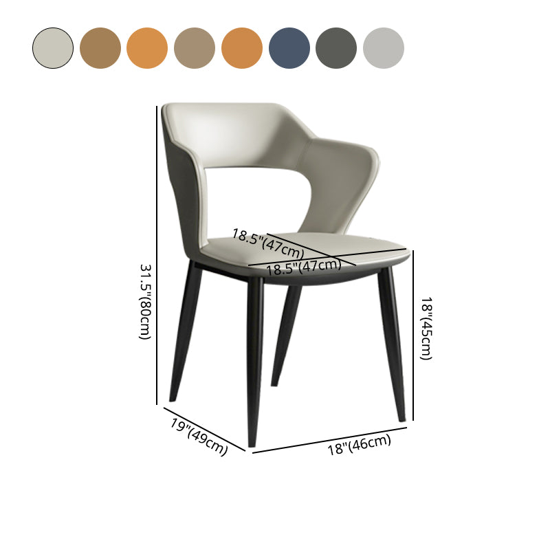 Contemporary Dining Arm Chair Matte Finish Leather Curved Open Back Chair Clearhalo ' kitchen&dining_furn' 'Dining Chairs' 'Dining Tables & Seating' 'dining_chair' 'furn' 'furn_dining_chair' 'Furniture' 'furniture_dining_chair' 'Hogar' 'Kitchen & Dining Furniture' 'kitchen' 'Mesa de Comedor y Asientos' 'Mueble de Cocina y Comedor' 'Muebles' 'Silla de Cocina / Comedor' 4438766