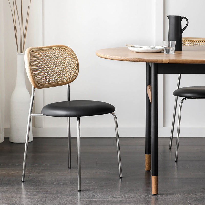 Contemporary Armless Chair Matte Finish Leather Curved Open Back Chair for Patio Clearhalo ' kitchen&dining_furn' 'Dining Chairs' 'Dining Tables & Seating' 'dining_chair' 'furn' 'furn_dining_chair' 'Furniture' 'furniture_dining_chair' 'Kitchen & Dining Furniture' 'kitchen' 4438769