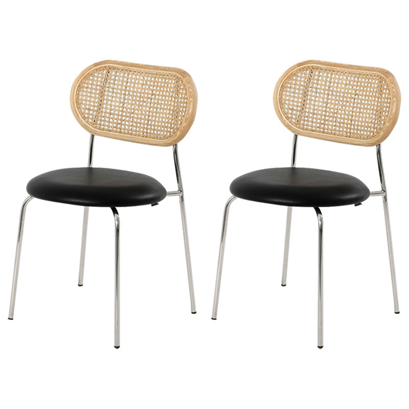 Contemporary Armless Chair Matte Finish Leather Curved Open Back Chair for Patio Black 2 Piece Set Clearhalo ' kitchen&dining_furn' 'Dining Chairs' 'Dining Tables & Seating' 'dining_chair' 'furn' 'furn_dining_chair' 'Furniture' 'furniture_dining_chair' 'Kitchen & Dining Furniture' 'kitchen' 4438770