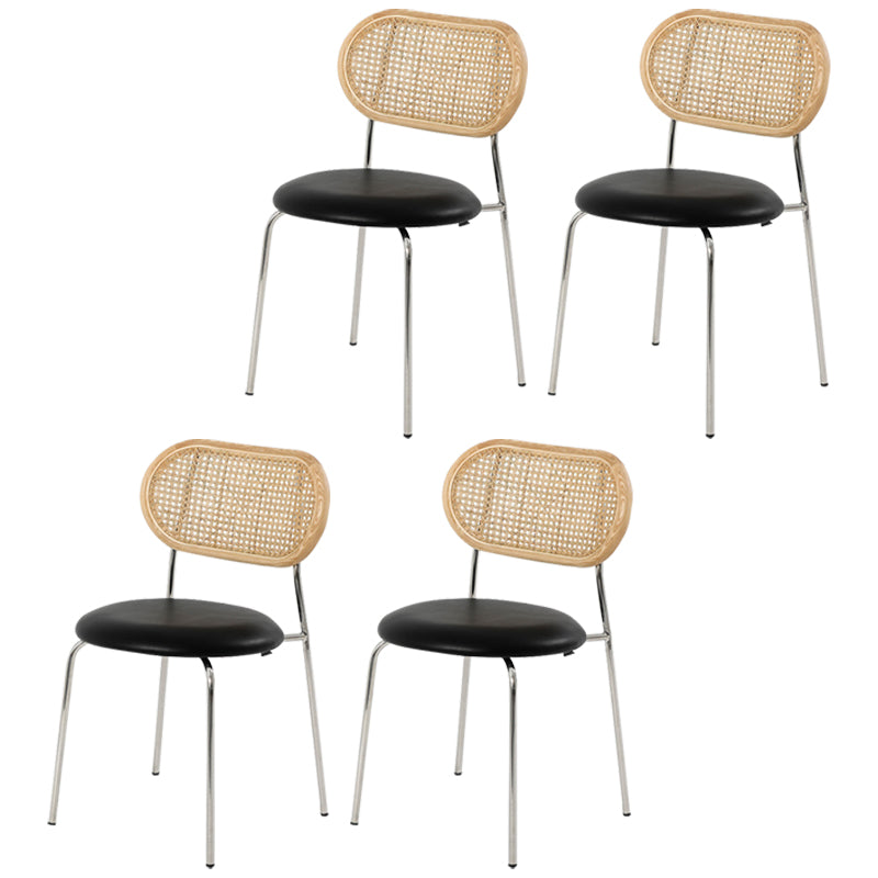 Contemporary Armless Chair Matte Finish Leather Curved Open Back Chair for Patio Black 4 Piece Set Clearhalo ' kitchen&dining_furn' 'Dining Chairs' 'Dining Tables & Seating' 'dining_chair' 'furn' 'furn_dining_chair' 'Furniture' 'furniture_dining_chair' 'Kitchen & Dining Furniture' 'kitchen' 4438771