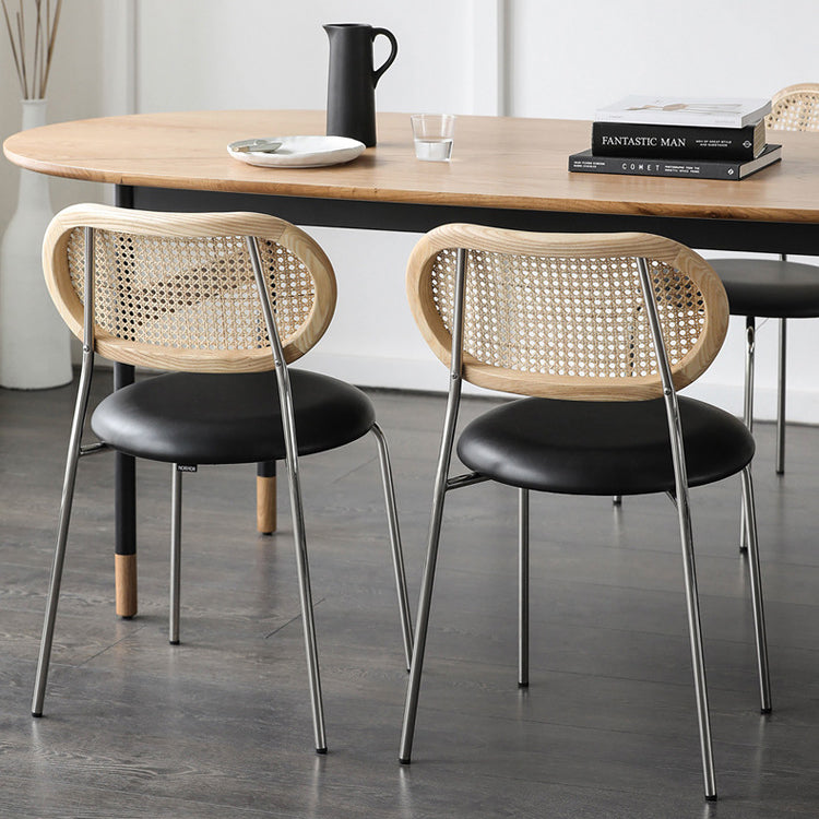 Contemporary Armless Chair Matte Finish Leather Curved Open Back Chair for Patio Clearhalo ' kitchen&dining_furn' 'Dining Chairs' 'Dining Tables & Seating' 'dining_chair' 'furn' 'furn_dining_chair' 'Furniture' 'furniture_dining_chair' 'Kitchen & Dining Furniture' 'kitchen' 4438774