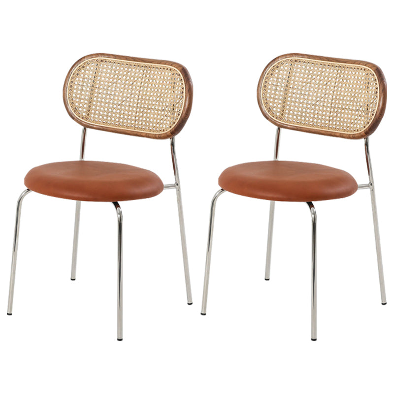 Contemporary Armless Chair Matte Finish Leather Curved Open Back Chair for Patio Camel 2 Piece Set Clearhalo ' kitchen&dining_furn' 'Dining Chairs' 'Dining Tables & Seating' 'dining_chair' 'furn' 'furn_dining_chair' 'Furniture' 'furniture_dining_chair' 'Kitchen & Dining Furniture' 'kitchen' 4438775