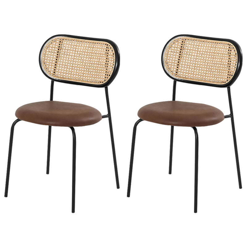 Contemporary Armless Chair Matte Finish Leather Curved Open Back Chair for Patio Coffee 2 Piece Set Clearhalo ' kitchen&dining_furn' 'Dining Chairs' 'Dining Tables & Seating' 'dining_chair' 'furn' 'furn_dining_chair' 'Furniture' 'furniture_dining_chair' 'Kitchen & Dining Furniture' 'kitchen' 4438781