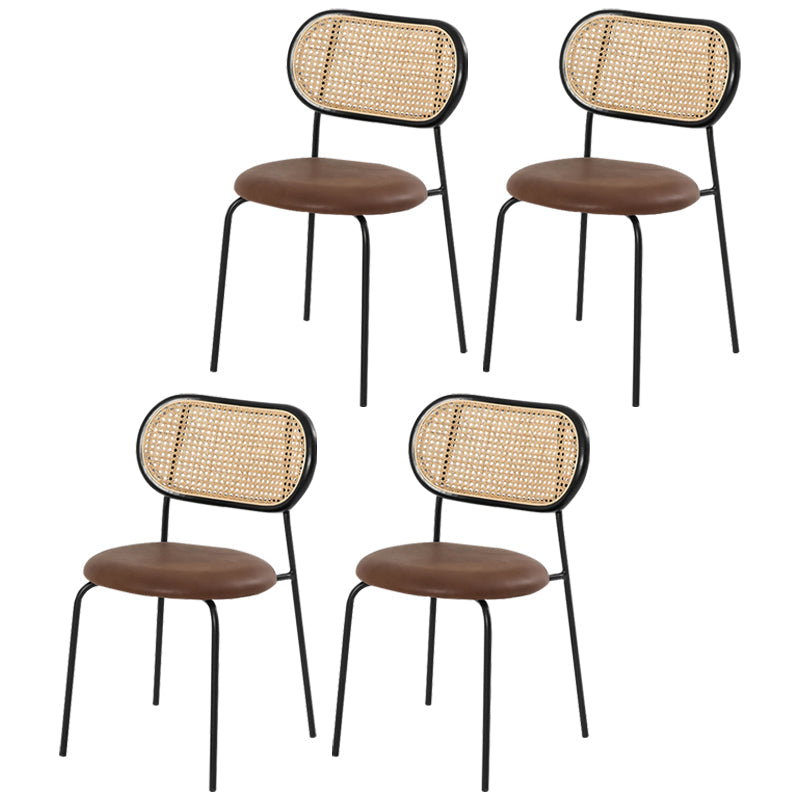 Contemporary Armless Chair Matte Finish Leather Curved Open Back Chair for Patio Coffee 4 Piece Set Clearhalo ' kitchen&dining_furn' 'Dining Chairs' 'Dining Tables & Seating' 'dining_chair' 'furn' 'furn_dining_chair' 'Furniture' 'furniture_dining_chair' 'Kitchen & Dining Furniture' 'kitchen' 4438783