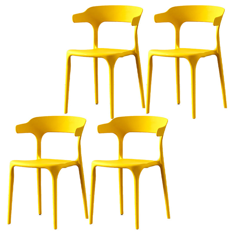 Scandinavian Plastic Kitchen Dining Room Armchair Open Back Chair Yellow Set of 4 Clearhalo ' kitchen&dining_furn' 'Dining Chairs' 'Dining Tables & Seating' 'dining_chair' 'Furniture' 'furniture_dining_chair' 'Kitchen & Dining Furniture' 'kitchen' 4438793