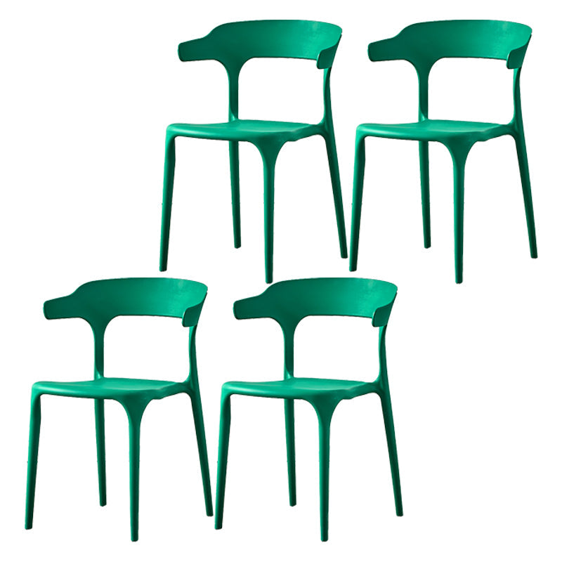 Scandinavian Plastic Kitchen Dining Room Armchair Open Back Chair Green Set of 4 Clearhalo ' kitchen&dining_furn' 'Dining Chairs' 'Dining Tables & Seating' 'dining_chair' 'Furniture' 'furniture_dining_chair' 'Kitchen & Dining Furniture' 'kitchen' 4438796