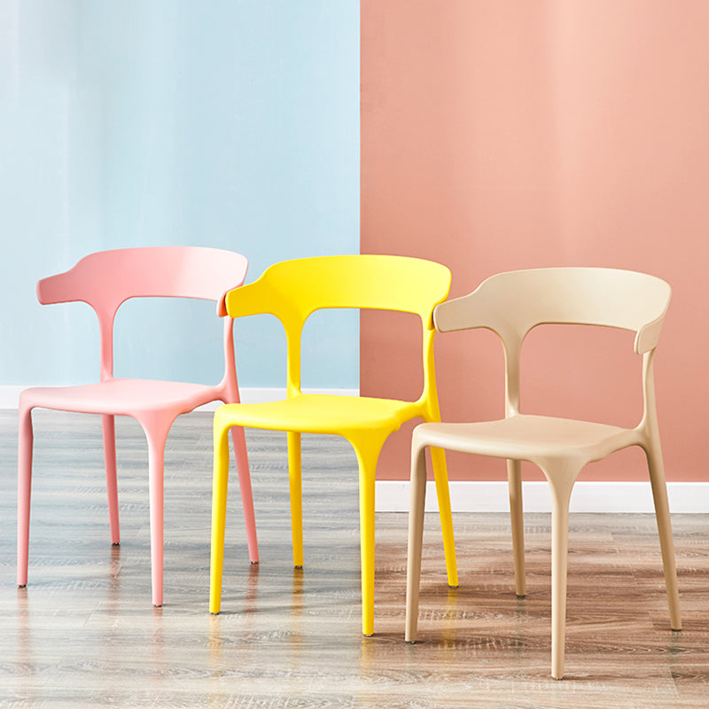 Scandinavian Plastic Kitchen Dining Room Armchair Open Back Chair Clearhalo ' kitchen&dining_furn' 'Dining Chairs' 'Dining Tables & Seating' 'dining_chair' 'Furniture' 'furniture_dining_chair' 'Kitchen & Dining Furniture' 'kitchen' 4438798