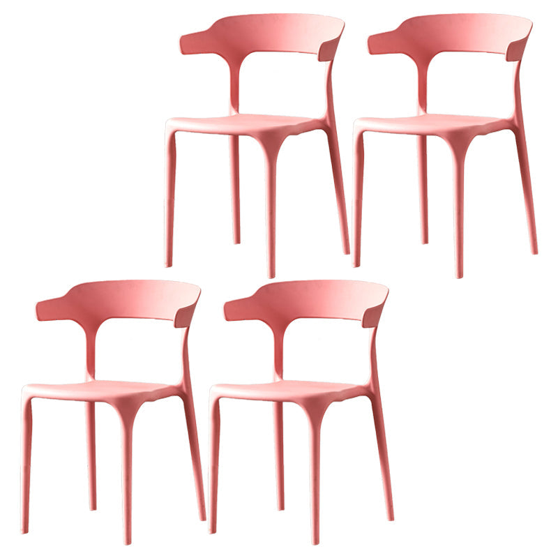 Scandinavian Plastic Kitchen Dining Room Armchair Open Back Chair Pink Set of 4 Clearhalo ' kitchen&dining_furn' 'Dining Chairs' 'Dining Tables & Seating' 'dining_chair' 'Furniture' 'furniture_dining_chair' 'Kitchen & Dining Furniture' 'kitchen' 4438799