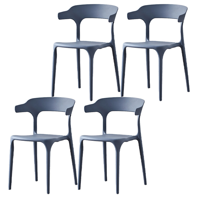 Scandinavian Plastic Kitchen Dining Room Armchair Open Back Chair Dark Gray Set of 4 Clearhalo ' kitchen&dining_furn' 'Dining Chairs' 'Dining Tables & Seating' 'dining_chair' 'Furniture' 'furniture_dining_chair' 'Kitchen & Dining Furniture' 'kitchen' 4438800