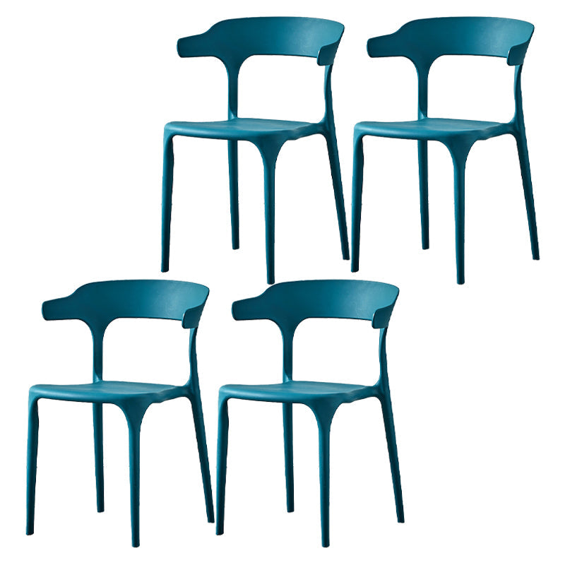 Scandinavian Plastic Kitchen Dining Room Armchair Open Back Chair Blue Set of 4 Clearhalo ' kitchen&dining_furn' 'Dining Chairs' 'Dining Tables & Seating' 'dining_chair' 'Furniture' 'furniture_dining_chair' 'Kitchen & Dining Furniture' 'kitchen' 4438804