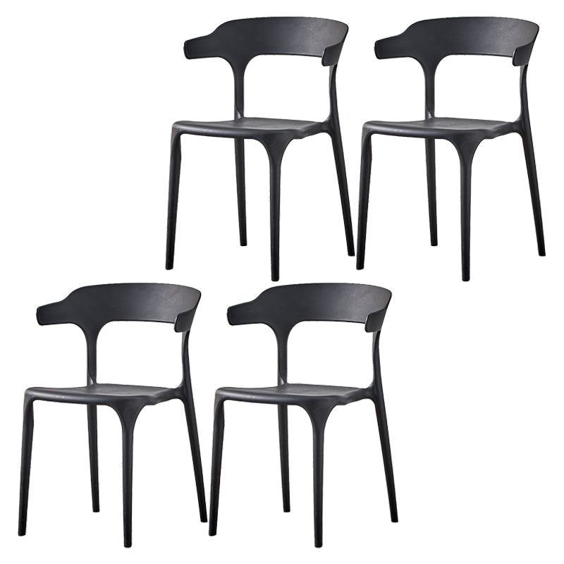 Scandinavian Plastic Kitchen Dining Room Armchair Open Back Chair Black Set of 4 Clearhalo ' kitchen&dining_furn' 'Dining Chairs' 'Dining Tables & Seating' 'dining_chair' 'Furniture' 'furniture_dining_chair' 'Kitchen & Dining Furniture' 'kitchen' 4438807