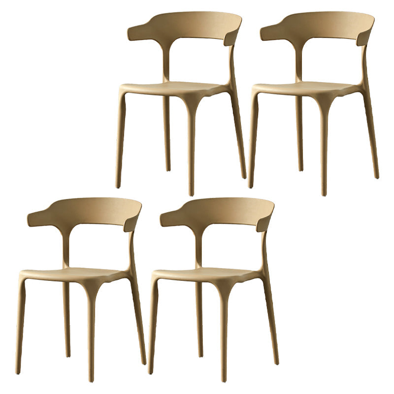 Scandinavian Plastic Kitchen Dining Room Armchair Open Back Chair Khaki Set of 4 Clearhalo ' kitchen&dining_furn' 'Dining Chairs' 'Dining Tables & Seating' 'dining_chair' 'Furniture' 'furniture_dining_chair' 'Kitchen & Dining Furniture' 'kitchen' 4438808