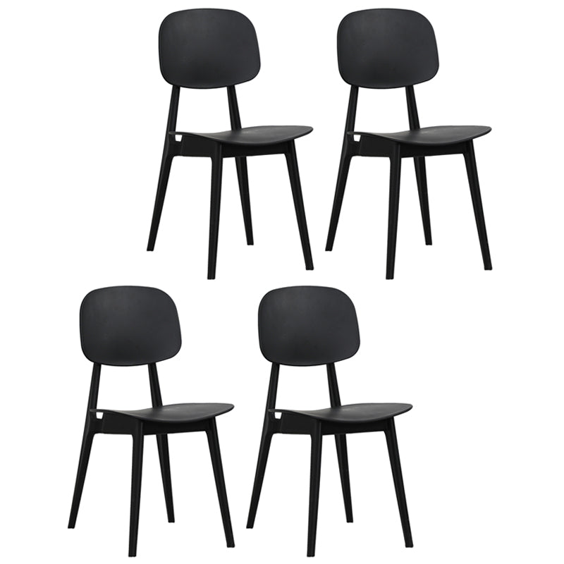 Contemporary Open Back Side Chair Restaurant Matte Finish Plastic Dining Chair Black 4 Piece Set Clearhalo ' kitchen&dining_furn' 'Dining Chairs' 'Dining Tables & Seating' 'dining_chair' 'furn' 'furn_dining_chair' 'Furniture' 'furniture_dining_chair' 'Kitchen & Dining Furniture' 'kitchen' 4438815