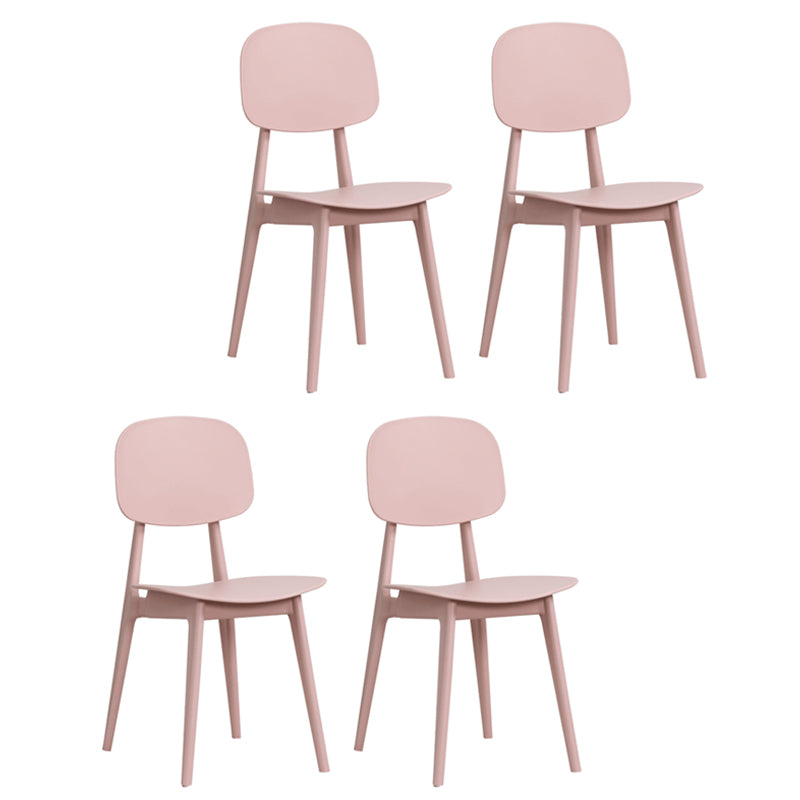 Contemporary Open Back Side Chair Restaurant Matte Finish Plastic Dining Chair Pink 4 Piece Set Clearhalo ' kitchen&dining_furn' 'Dining Chairs' 'Dining Tables & Seating' 'dining_chair' 'furn' 'furn_dining_chair' 'Furniture' 'furniture_dining_chair' 'Kitchen & Dining Furniture' 'kitchen' 4438820