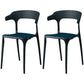 Contemporary Restaurant Open Back Arm Chair Matte Finish Plastic Dining Chair Black 2 Piece Set Clearhalo ' kitchen&dining_furn' 'Dining Chairs' 'Dining Tables & Seating' 'dining_chair' 'furn' 'furn_dining_chair' 'Furniture' 'furniture_dining_chair' 'Kitchen & Dining Furniture' 'kitchen' 4438831
