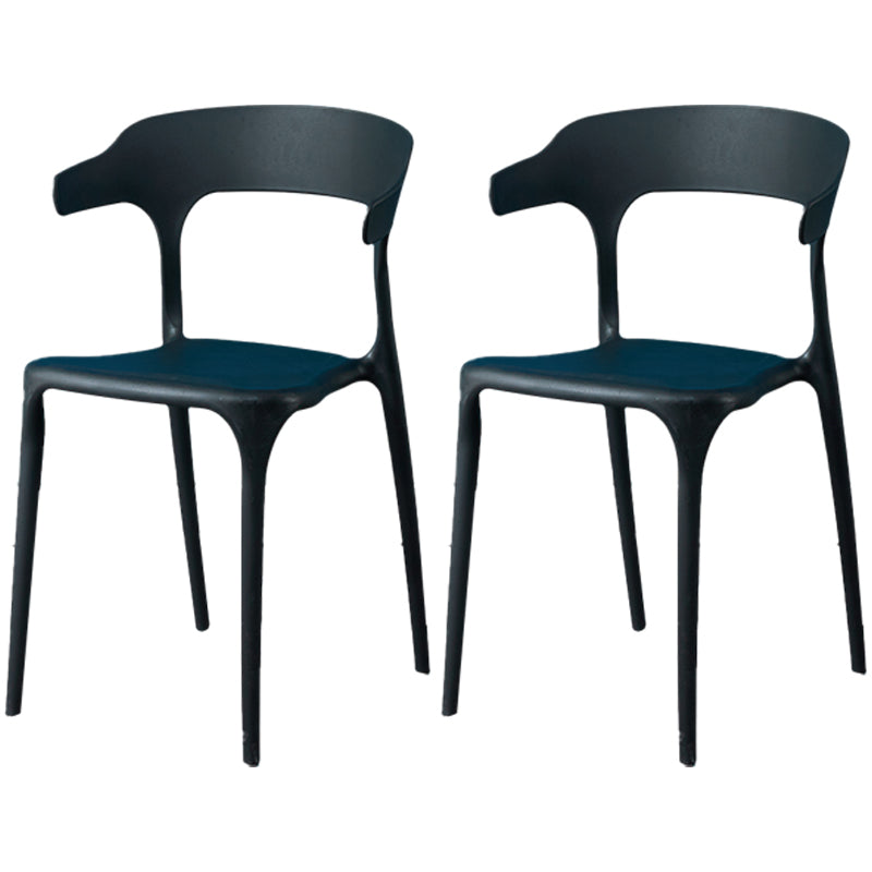 Contemporary Restaurant Open Back Arm Chair Matte Finish Plastic Dining Chair Black 2 Piece Set Clearhalo ' kitchen&dining_furn' 'Dining Chairs' 'Dining Tables & Seating' 'dining_chair' 'furn' 'furn_dining_chair' 'Furniture' 'furniture_dining_chair' 'Kitchen & Dining Furniture' 'kitchen' 4438831