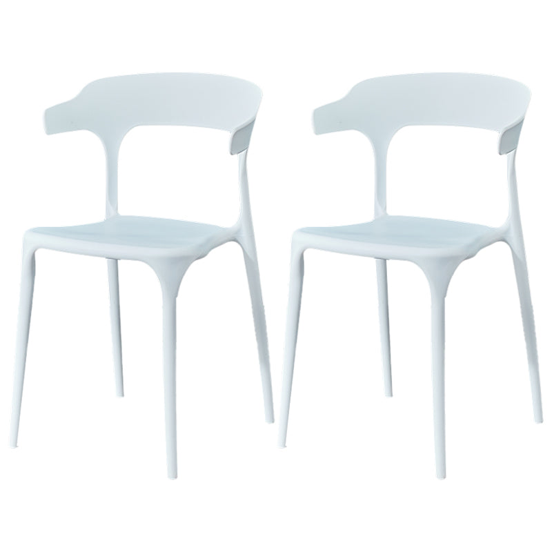 Contemporary Restaurant Open Back Arm Chair Matte Finish Plastic Dining Chair White 2 Piece Set Clearhalo ' kitchen&dining_furn' 'Dining Chairs' 'Dining Tables & Seating' 'dining_chair' 'furn' 'furn_dining_chair' 'Furniture' 'furniture_dining_chair' 'Kitchen & Dining Furniture' 'kitchen' 4438835