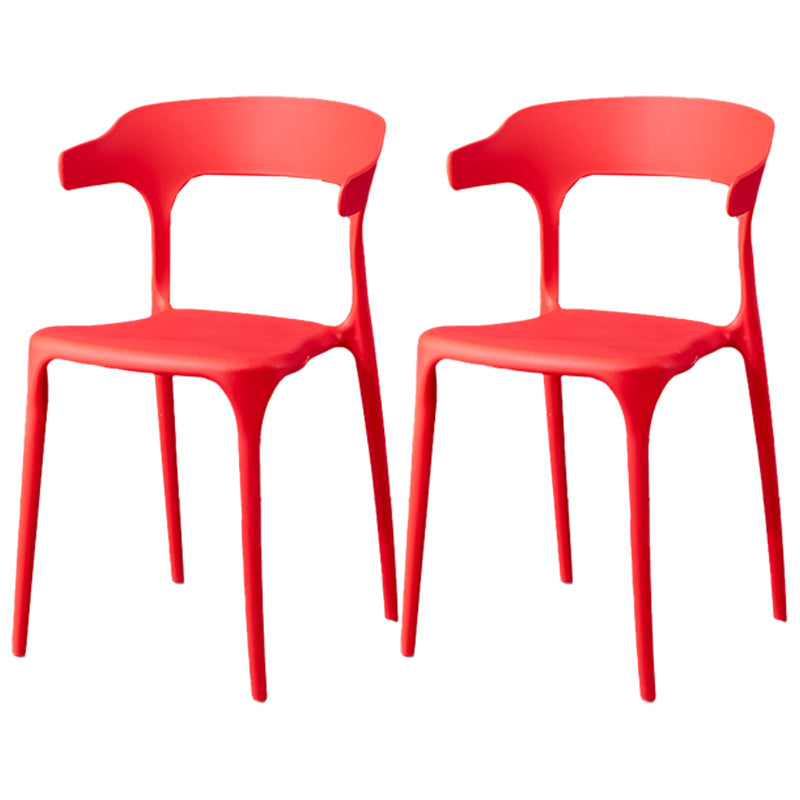 Contemporary Restaurant Open Back Arm Chair Matte Finish Plastic Dining Chair Red 2 Piece Set Clearhalo ' kitchen&dining_furn' 'Dining Chairs' 'Dining Tables & Seating' 'dining_chair' 'furn' 'furn_dining_chair' 'Furniture' 'furniture_dining_chair' 'Kitchen & Dining Furniture' 'kitchen' 4438837