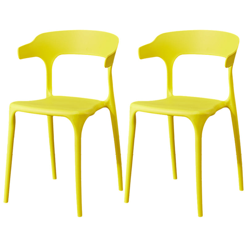Contemporary Restaurant Open Back Arm Chair Matte Finish Plastic Dining Chair Yellow 2 Piece Set Clearhalo ' kitchen&dining_furn' 'Dining Chairs' 'Dining Tables & Seating' 'dining_chair' 'furn' 'furn_dining_chair' 'Furniture' 'furniture_dining_chair' 'Kitchen & Dining Furniture' 'kitchen' 4438840