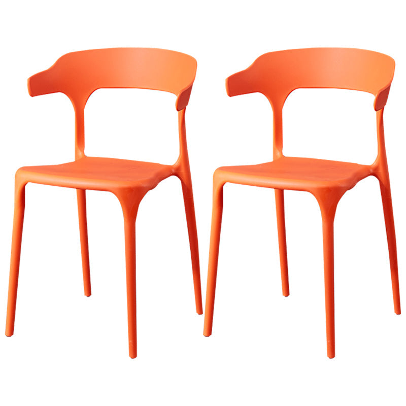 Contemporary Restaurant Open Back Arm Chair Matte Finish Plastic Dining Chair Orange 2 Piece Set Clearhalo ' kitchen&dining_furn' 'Dining Chairs' 'Dining Tables & Seating' 'dining_chair' 'furn' 'furn_dining_chair' 'Furniture' 'furniture_dining_chair' 'Kitchen & Dining Furniture' 'kitchen' 4438848