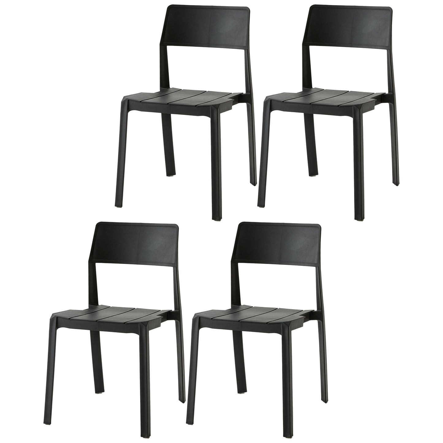 Scandinavian Open Back Side Chair Matte Finish Plastic Dining Chair for Home Black 4 Piece Set Clearhalo ' kitchen&dining_furn' 'Dining Chairs' 'Dining Tables & Seating' 'dining_chair' 'furn' 'furn_dining_chair' 'Furniture' 'furniture_dining_chair' 'Kitchen & Dining Furniture' 'kitchen' 4438854