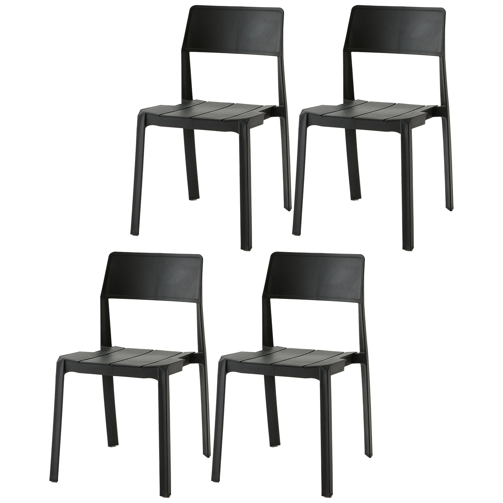 Scandinavian Open Back Side Chair Matte Finish Plastic Dining Chair for Home Black 4 Piece Set Clearhalo ' kitchen&dining_furn' 'Dining Chairs' 'Dining Tables & Seating' 'dining_chair' 'furn' 'furn_dining_chair' 'Furniture' 'furniture_dining_chair' 'Kitchen & Dining Furniture' 'kitchen' 4438854