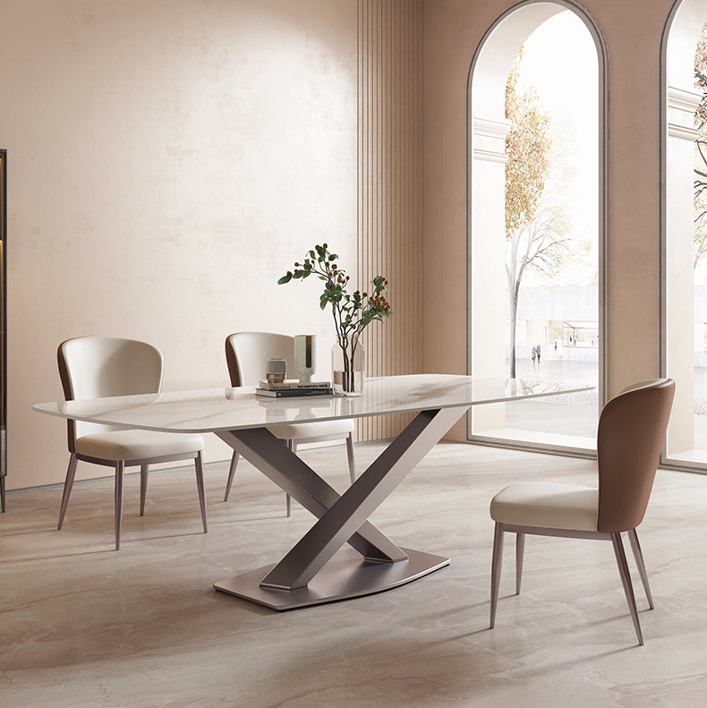 Modern 1/2/4/5/7 Pieces Dining Set Stone Dining Furniture Set /Separate Items 4 Pieces: Table, 3 Chairs Clearhalo 'Dining Room Sets' 'Dining Tables & Seating' 'dining_room_set' 'furn' 'furn_dining_room_set' 'Furniture' 'furniture_dining_room_set' 'Kitchen & Dining Furniture' 'kitchen&dining_furn' 'kitchen' 4438880