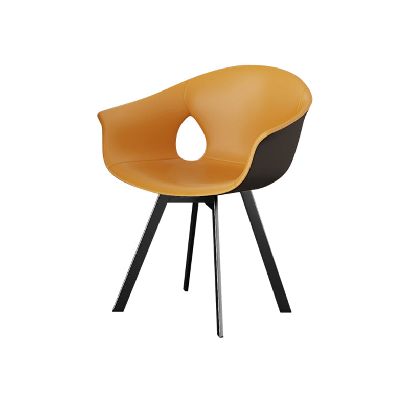 Modern 1/4/5 Pieces White Dining Set Round Sintered Stone Dining Table Set 1 Orange Chair Clearhalo 'Dining Room Sets' 'Dining Tables & Seating' 'dining_room_set' 'furn' 'furn_dining_room_set' 'Furniture' 'furniture_dining_room_set' 'Kitchen & Dining Furniture' 'kitchen&dining_furn' 'kitchen' 4438904