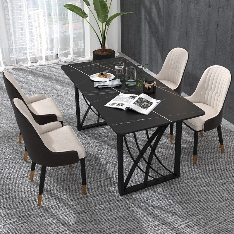 1/2/4/5/7 Pieces Dinette Set Modern Sintered Stone Dining Table Set with Chairs Clearhalo 'Dining Room Sets' 'Dining Tables & Seating' 'dining_room_set' 'furn' 'furn_dining_room_set' 'Furniture' 'furniture_dining_room_set' 'Kitchen & Dining Furniture' 'kitchen&dining_furn' 'kitchen' 4438916