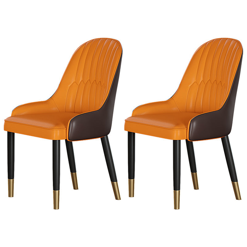 1/2/4/5/7 Pieces Dinette Set Modern Sintered Stone Dining Table Set with Chairs 2 Orange Chairs Clearhalo 'Dining Room Sets' 'Dining Tables & Seating' 'dining_room_set' 'furn' 'furn_dining_room_set' 'Furniture' 'furniture_dining_room_set' 'Kitchen & Dining Furniture' 'kitchen&dining_furn' 'kitchen' 4438917